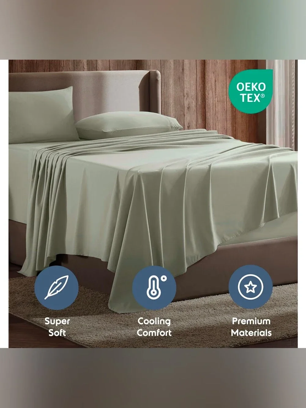 Queen Size Luxury Olive Green Sheet Set